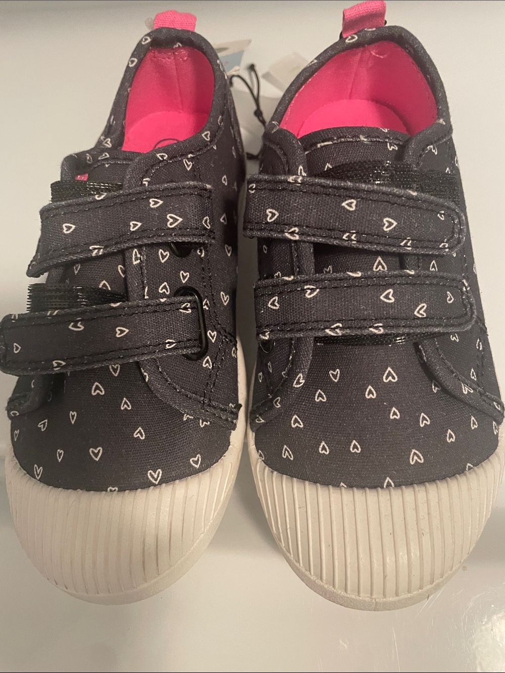 Cat & Jack Black Heart Print Sneakers with Pink Lining